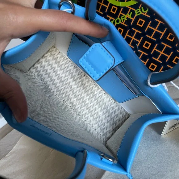 New✨authentic tory burch Ella bio mini tote (blue azure) crossbody - Picture 6 of 15